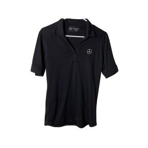 Mercedes Benz USA Collection Womens Black Short Sleeve Polo Shirt Emblem Medium